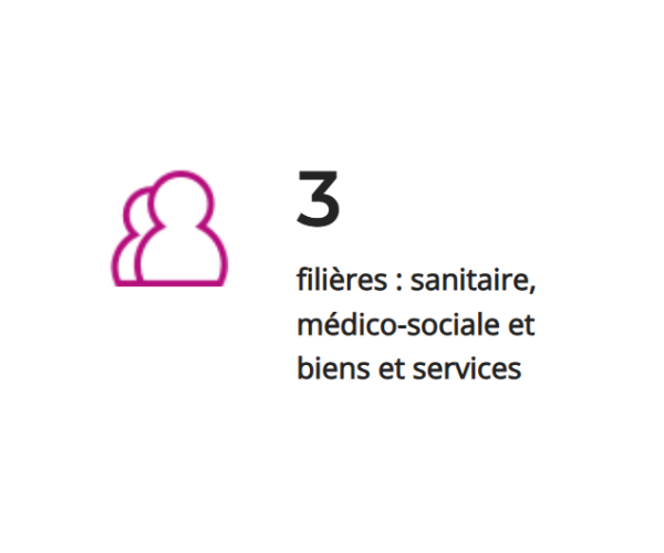 3 filières : sanitaire, médico-sociale et biens et services